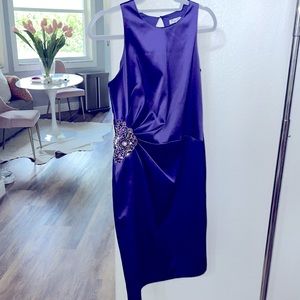 Purple Eliza J dress  with side and jewel ruching detail